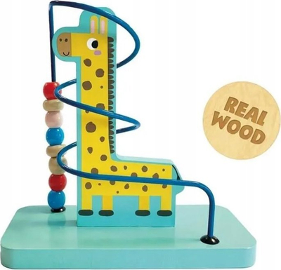 Lodër druri labirint rruazash SES Tiny Talents Giraffe, edukative 12m+, shumëngjyrëshe