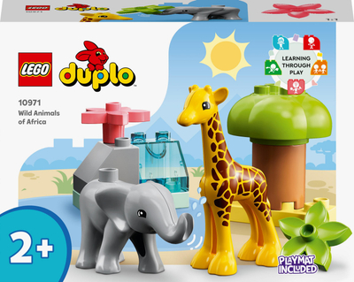 Set lodrash LEGO DUPLO 10971 Kafshët e Egra të Afrikës, për kalamaj 2+, me tapet loje