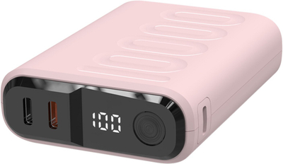 Powerbank RealPower PB-10000C PD+, 10000 mAh, 3x Type C, rozë