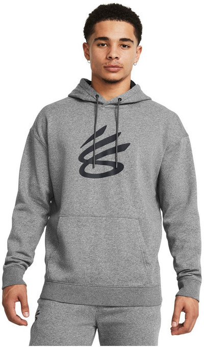 Bluzë me kapuç Under Armour Curry Splash, pambuk poliester, xhep kangur, gri