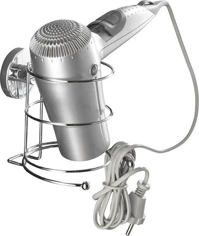 Држач за фен за коса Wenko Vacuum Loc 20896500, монтажа со вакуум, челик, сребрен