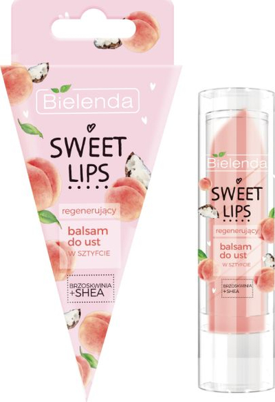 Balsam për buzë Bielenda Sweet Lips Peach, rigjenerues, 3.8g