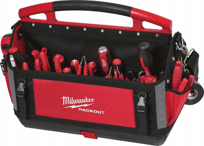 Çantë veglash Milwaukee Packout Tote, 500mm, material balistik, e kuqe