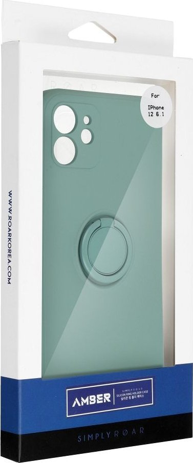 Këllëf telefoni Roar Amber për iPhone 12 6.1", TPU, me unazë 360°, jeshil
