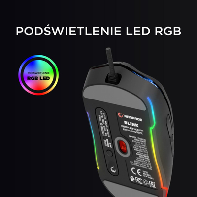 Set 2 copë maus gaming Rampage Blink, USB, 12800 DPI, RGB, i zi