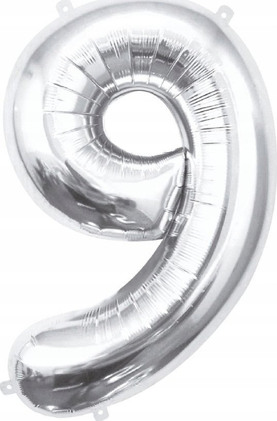 Balon folie Godan Numri 9, 92 cm, argjendtë
