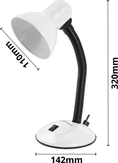 Lampë tavoline Esperanza ELD107W, për llampë E27, me krah fleksibël, e bardhë