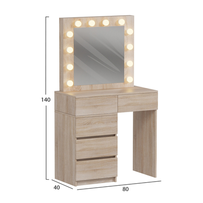 Tavolinë grimi me dritë LED dhe sirtarë Beyon Melaminë 80x40x140Hcm (HM2500.01)
