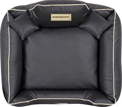 Shtrat për qen Kingdog Playpen, 100x75 cm, lëkurë eco, i zi