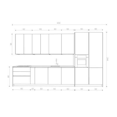 Kuzhinë IMMIGRAND SYSTEMS, Lineare, Techno Grey