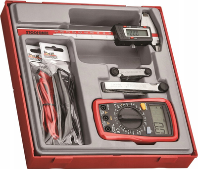 Set matës Teng Tools TTDCM Metric, multimetër dixhital, kaliper dixhital, i kuq