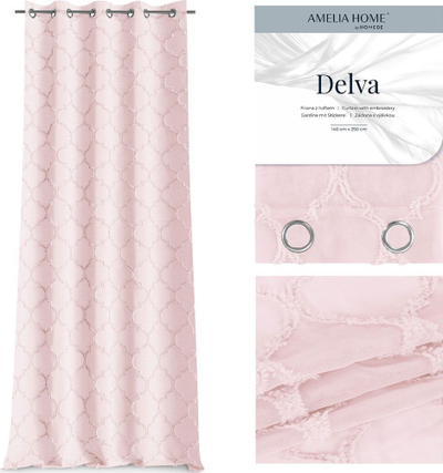Perde AmeliaHome Delva Pleat, 140 x 250 cm, rozë pastel