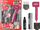 Set lodër parukerie Hair Dryer, tharëse flokësh me drita, aksesorë stilimi, rozë