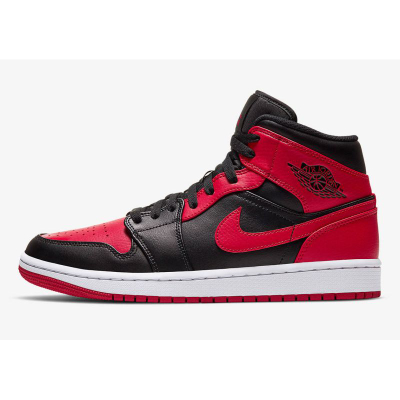 Патики Nike Air Jordan 1 Mid Banned 2020, кожа, црвено и црно