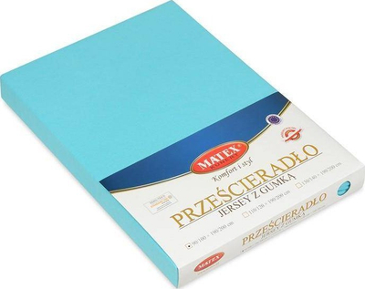 Çarçaf fitted Matex Jersey 140x200, pambuk 100%, me garniçë, blu