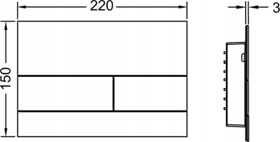 Buton shkarkimi Sanplast BUTTON.SQUARE II, metal, 3/6L, i bardhë me shkëlqim