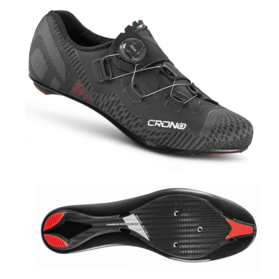 Këpucë çiklizmi rrugore Crono CK-3-22, sistem BOA, material knit, të zeza