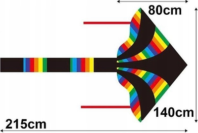 Fluturake Adar Kite 535534, 140cm, me bisht, shumëngjyrëshe