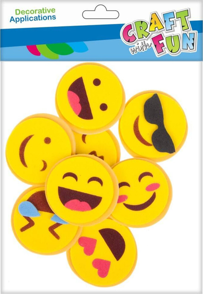Ngjitësa dekorativë prej shkumze Craft with Fun CF EVA Emoticons, set me 8 copë, shumëngjyrësh