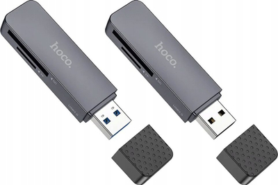 Lexues kartash Hoco HB45, USB 2.0, SD microSD, gri