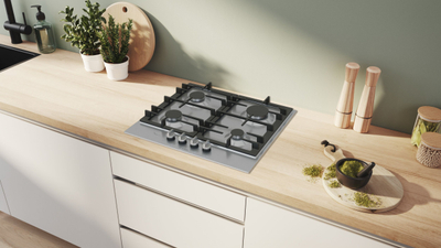 Pianurë me gaz Bosch Series 6, 60cm, 4 flakë, inoks