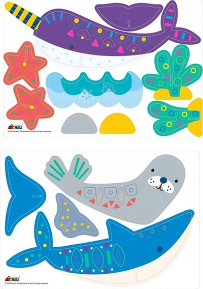 Set loje kreativ Avenir Stick N Play Kafshë Polare dhe të Detit, 8 figurina, 200 ngjitëse