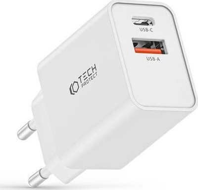 Karikues muri Tech-Protect NC30W, 2 porta, PD 30W QC 3.0, i bardhë