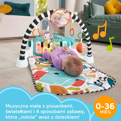 Tapet edukativ me piano Mattel Fisher Price HWY57, me hark lodrash, shumëngjyrësh