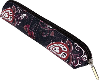 Pena për lapsa Bee-bee Mini Paisley Elegant, ovale, prej eko lëkure, e zezë me motive