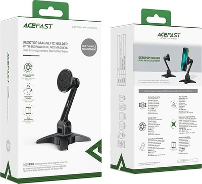Mbajtëse magnetike tavoline për telefon Acefast E11, bazë e fortë, rrotullohet 360°, e zezë