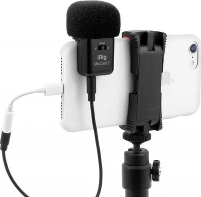 Mikrofon për regjistrim zëri IK Multimedia iRig Mic Cast 2, stereo, me dalje për kufje, i zi