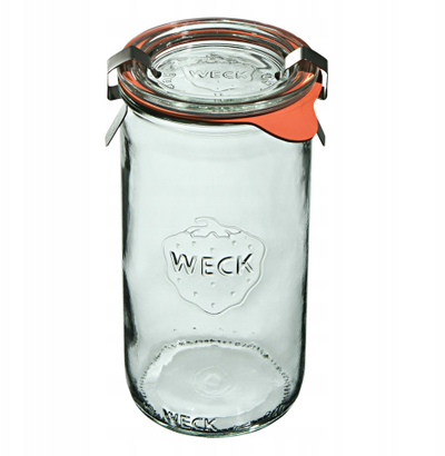 Set kavanoza cilindrikë Weck 340 ml, xham, kapak me kapëse, 6 copë, transparent