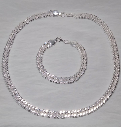 Set Xuping të flakëruar në argjend - qafore + byzylyk, unisex, 50 cm
