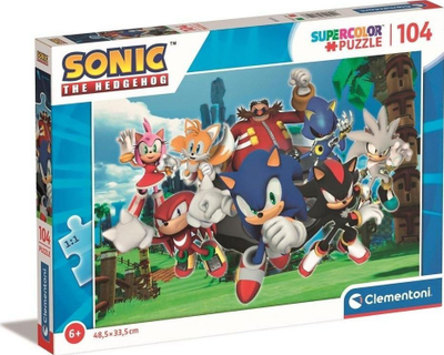 Puzzle Clementoni Sonic Super Color, 104 copa, 48.5 x 33.5 cm, shumëngjyrësh