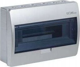 Kuti shpërndarëse ELEKTRO-PLAST ELEGANT 1x12, montim sipërmur, kapak transparent, gri