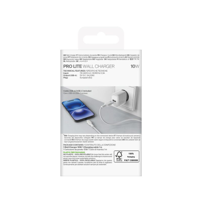 Ѕиден полнач Puro Charger, 10W, 2x USB A, бел