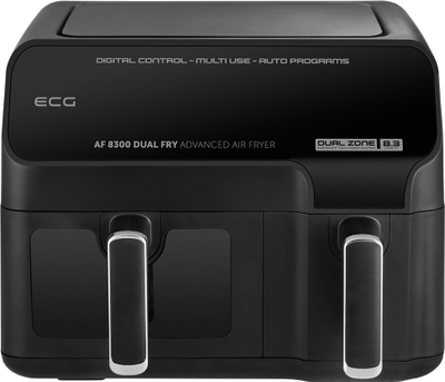 Fritezë ajri ECG Dual Fry AF-8300, 8.3L, dy ndarje, e zezë