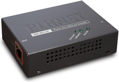Zgjatues rrjeti PoE Planet POE-E201, Gigabit Ethernet, metalik, i zi