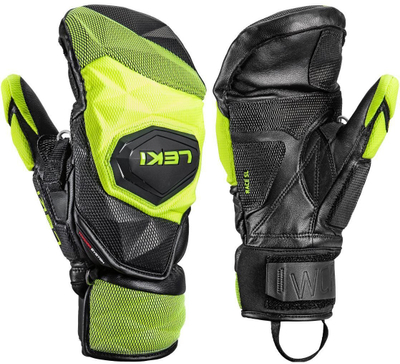 Doreza skish Leki WCR Venom SL 3D Mitt, lëkurë dhie, për garë, të zeza të verdha