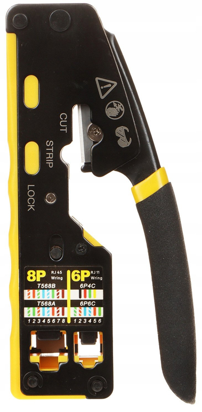 Vegël krimpimi HT-6088T, për priza rrjeti EZ RJ45 pass through, e zezë