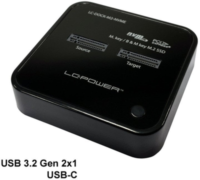 Docking station për SSD LC-Power LC-DOCK-M2-NVME, M.2 NVMe, USB, i zi