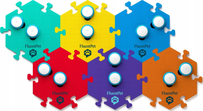 Set butonash FluentPet Connect Key Vocab Expansion Kit, 12 butona, tapeta shkumë HexTiles, shumëngjyrëshe