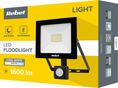 Reflektor LED Rebel Floodlight 20W, sensor zmbrëmjeje, 6500K, i bardhë