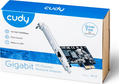 Kartë rrjeti Cudy PE10, PCI Express, Gigabit 1000 Mbps, e zezë