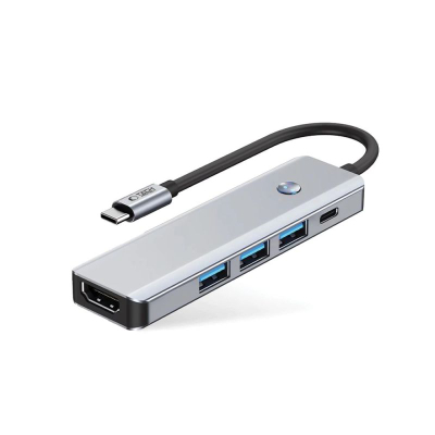 Hub USB-C Tech-Protect HB01 5 në 1, HDMI 4K 60Hz, PD 100W, gri argjendtë
