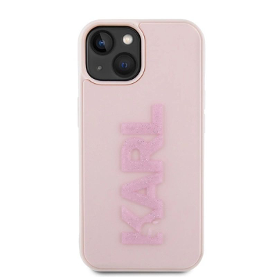 Kapak telefoni Karl Lagerfeld 3D Rubber për iPhone 15, silikon, rozë e çelët