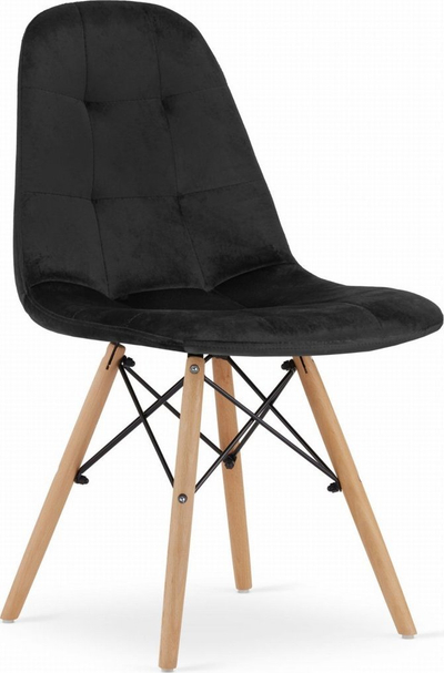 Karrige Dumo Black Velvet, këmbë dru ahu, mban gjer 120 kg, e zezë