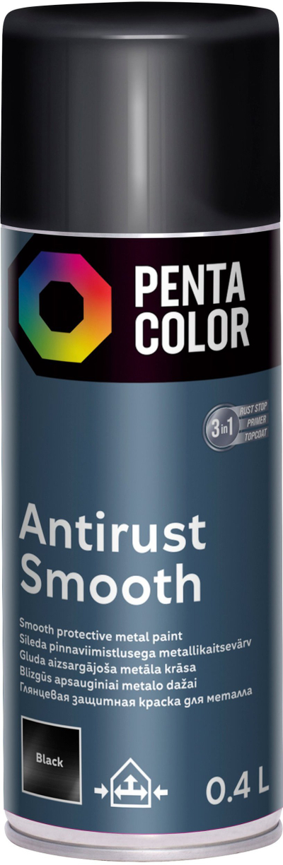 Spray bojë Pentacolor Color + Paint, efekt i lëmuar, 400ml, e zezë
