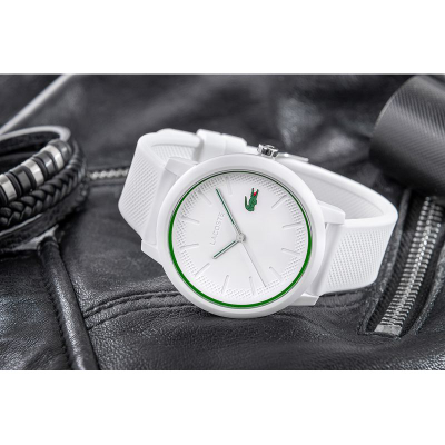 Ora dore Lacoste 12.12 Watch, 42mm, rezistente 50m, e bardhë