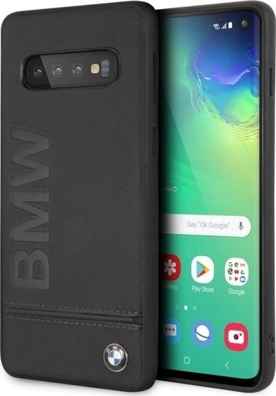 Kuti telefoni BMW Signature për Samsung Galaxy S10, lëkurë e vërtetë, e zezë